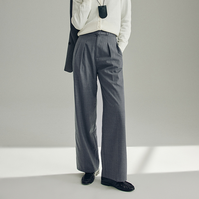 【粉丝专享】MOFAN摩凡秋新款灰条纹休闲裤MAK553319