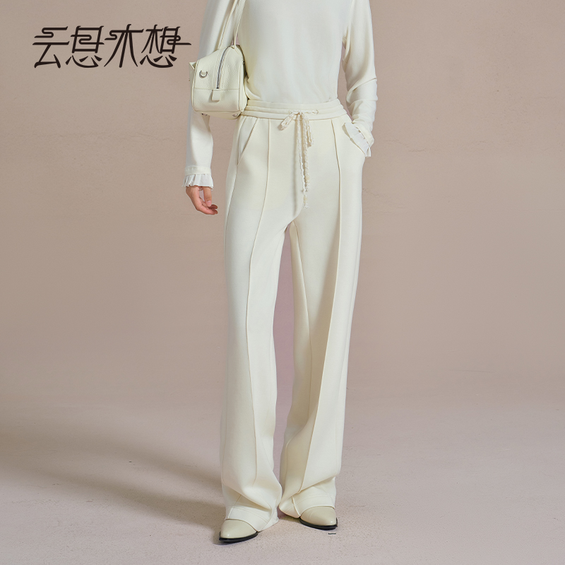 Ysimo-X云思木想 清风云糯 抽绳松紧腰含羊毛直筒百搭休闲裤13743