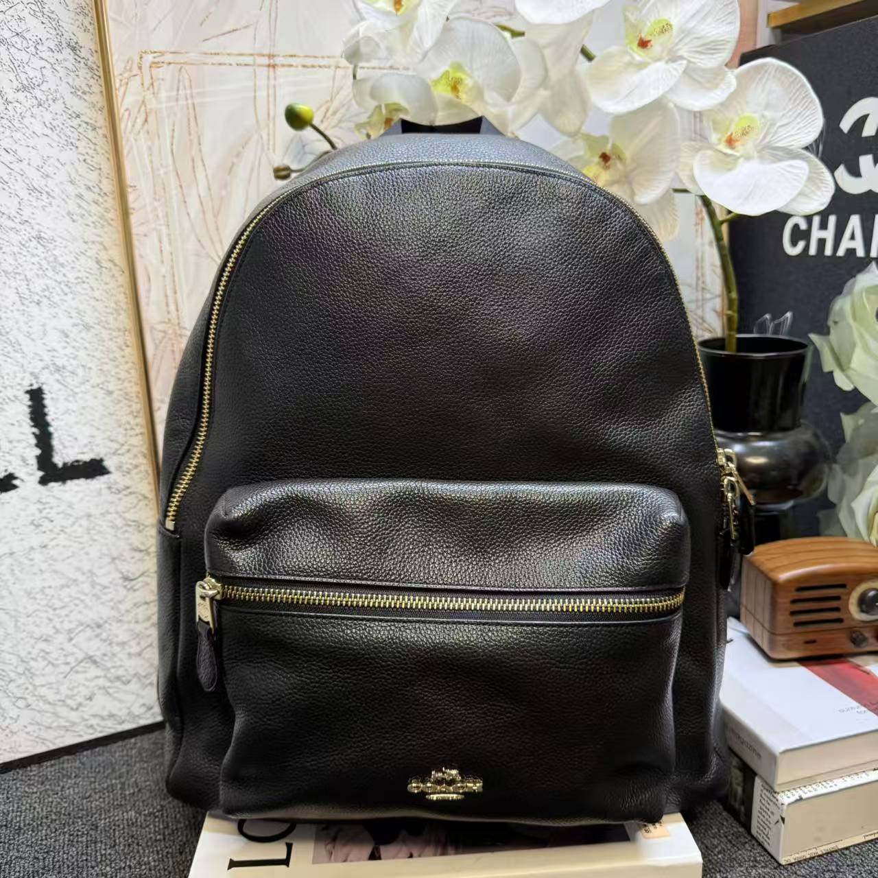 95新 COACH/蔻驰 蔻驰黑色双肩包G25101909尺寸31x38