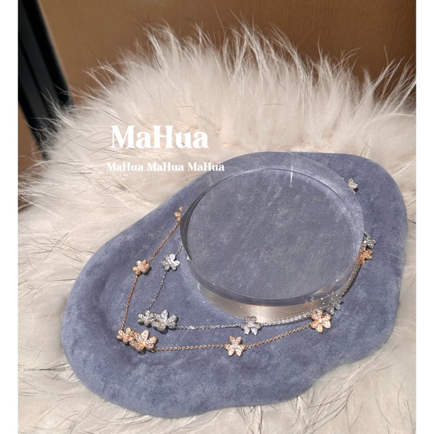 铜合金项链 P2319 满钻幸运三叶草九花项链