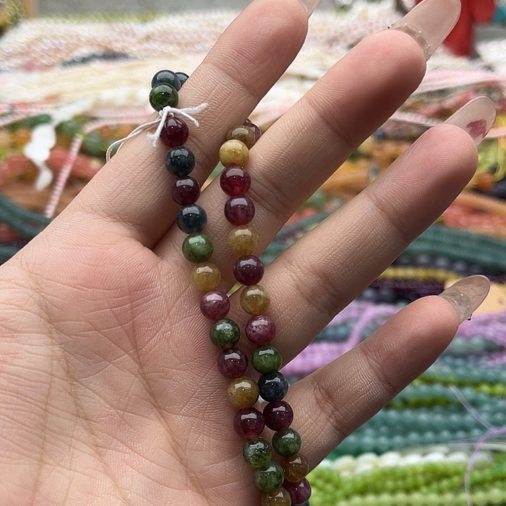 玛瑙/玉髓珠宝半成品未镶嵌一条6mm左右碧玺