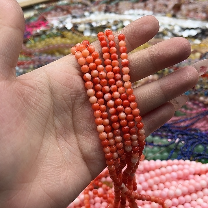 玛瑙/玉髓珠宝半成品未镶嵌一条4.5mm左右橙精灵