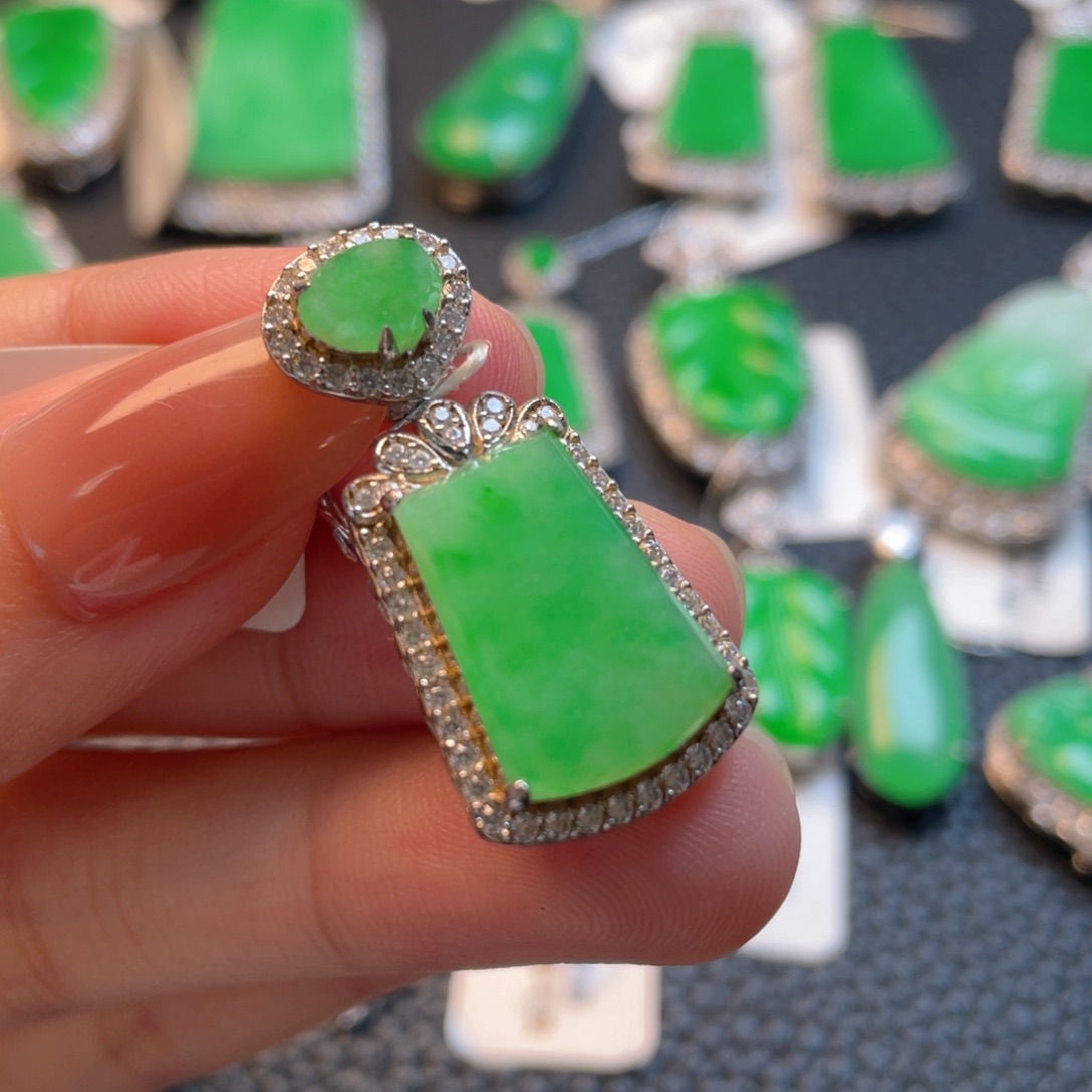 翡翠银S925镶嵌吊坠(不含链)