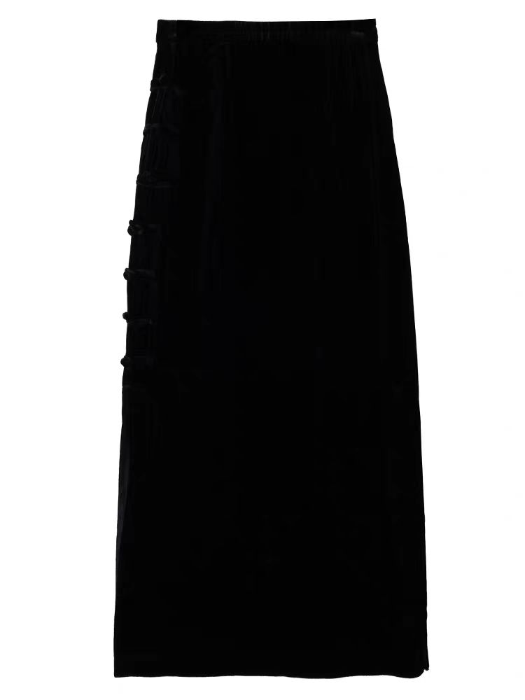  312高端丝绒半身直筒包臀裙 新中式女装