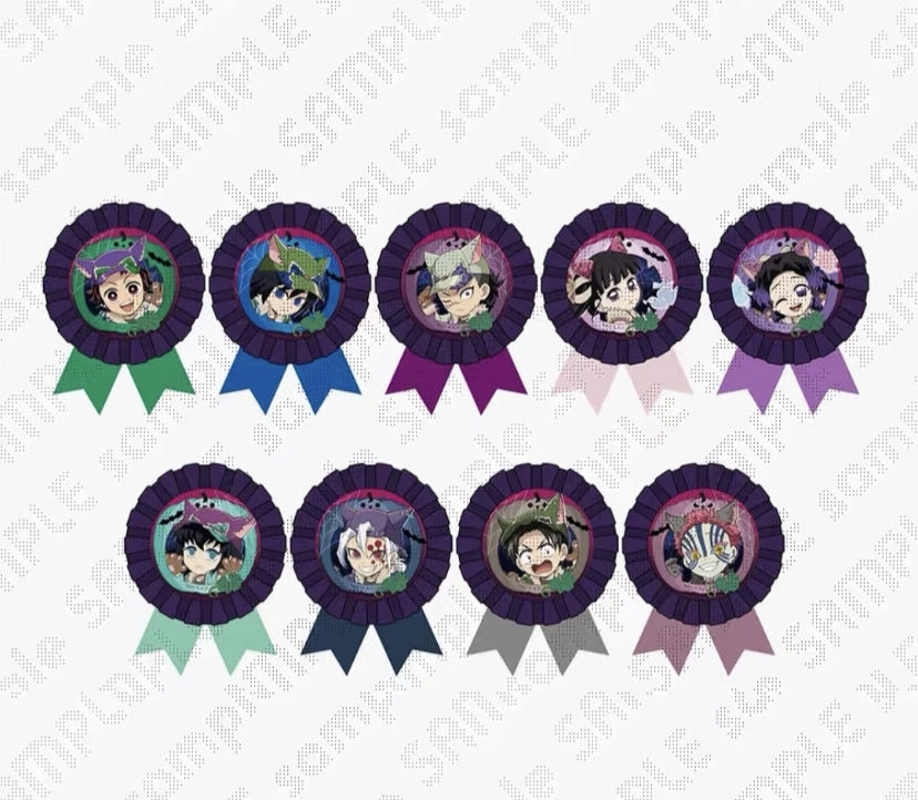 鬼灭之刃 2025万圣节限定缎带马口铁徽章AB款 盲盒代拆