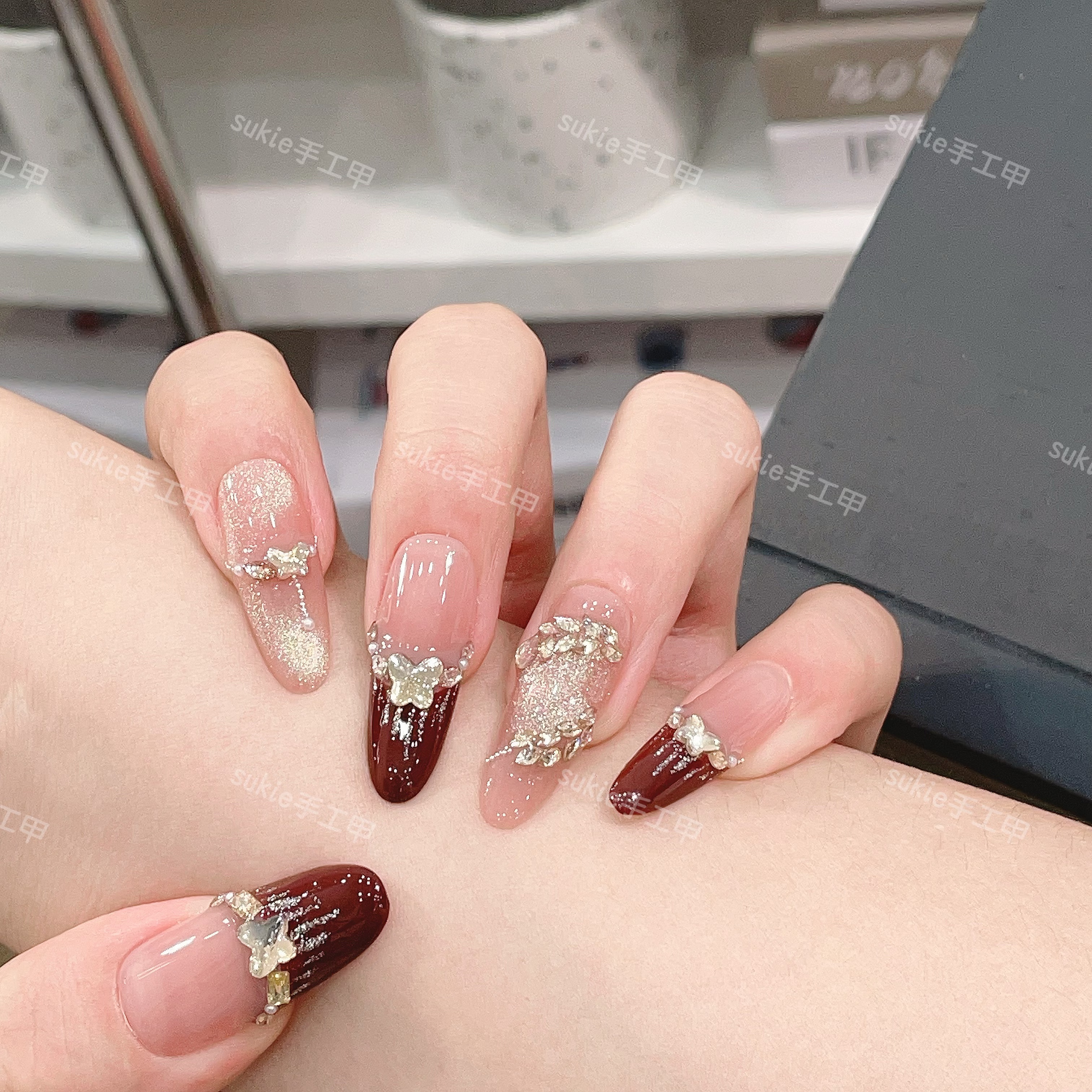 【麦穗】 纯手工定制穿戴甲美甲贴片可拆卸假指甲贴10片新款