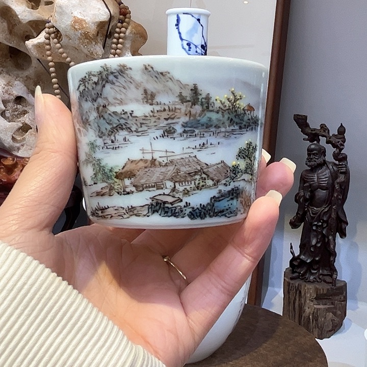瓷片淡***间陶瓷作品 陶瓷艺术一件