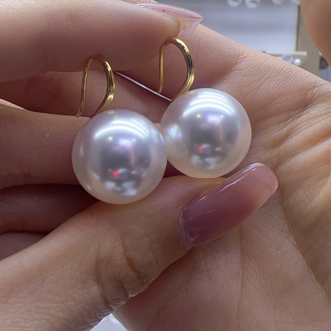 淡水珍珠耳饰18K金镶嵌