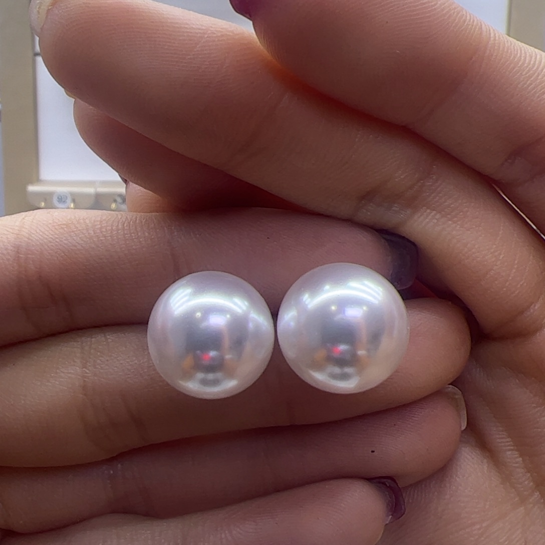 淡水珍珠耳饰18K金镶嵌