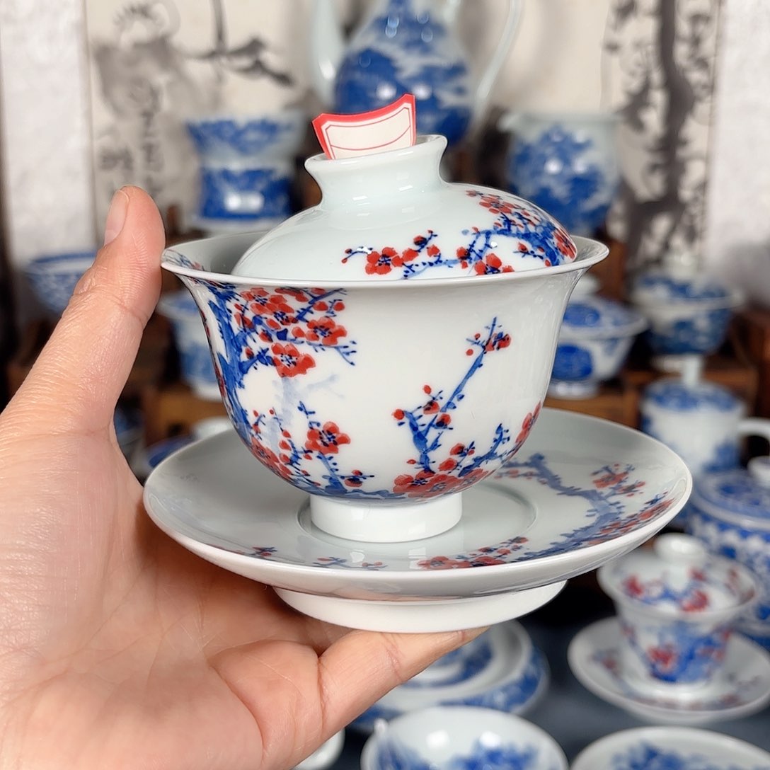 杯小*哥青花瓷器手绘作品盖碗