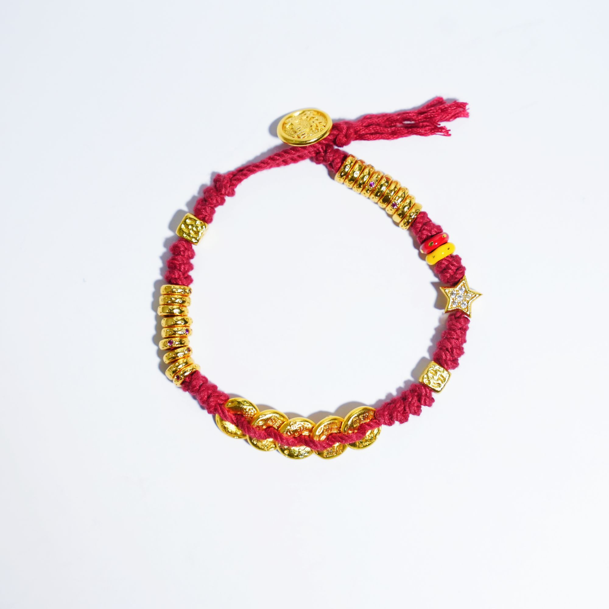 铜合金手链 新年款五帝钱手编红绳