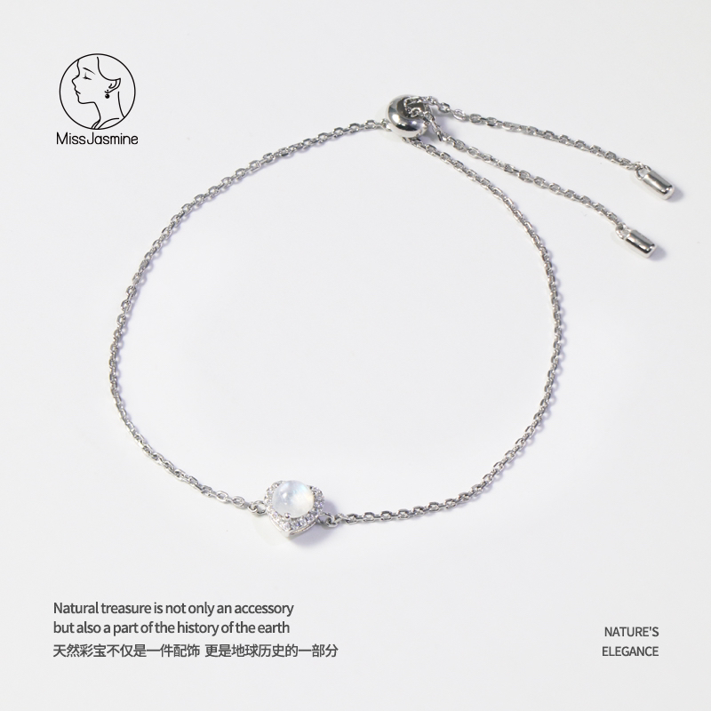 【甜心霓虹】茉莉仙子原创奶油月光石手链s925银送女生礼物宝石