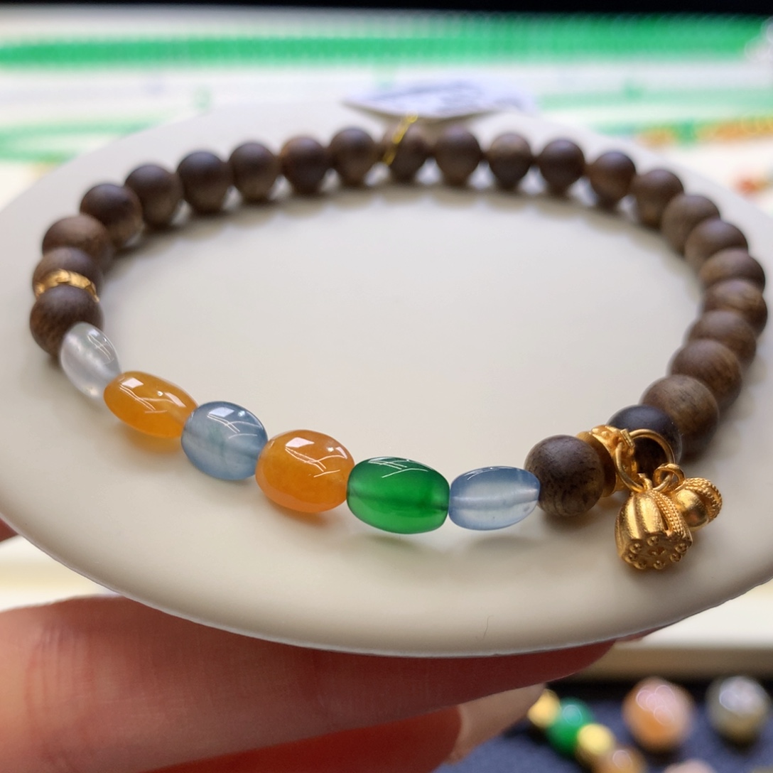 定制翡翠未镶嵌 毛货抛光定制 冰种扁珠一组