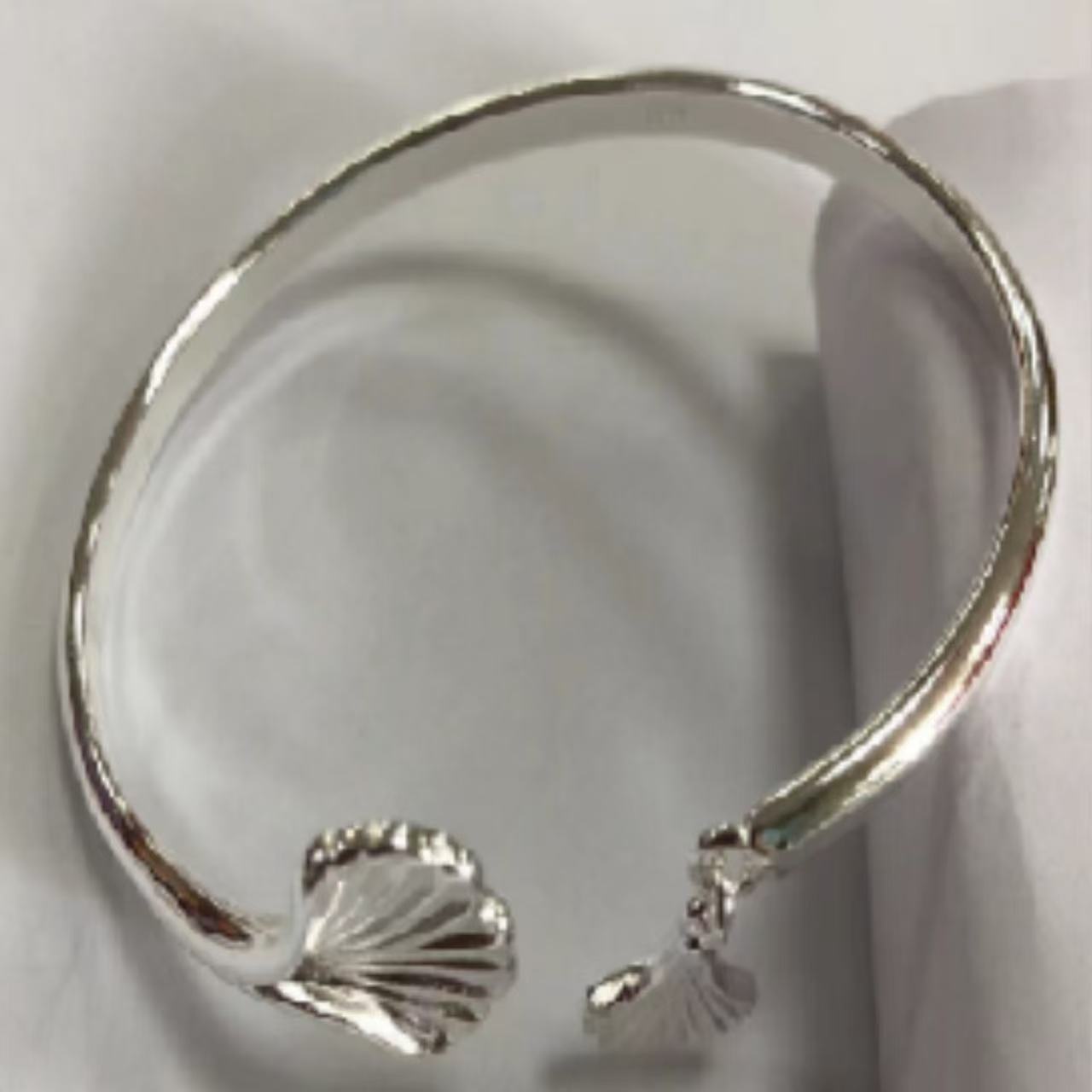 足银手镯 100800开口杏叶手镯