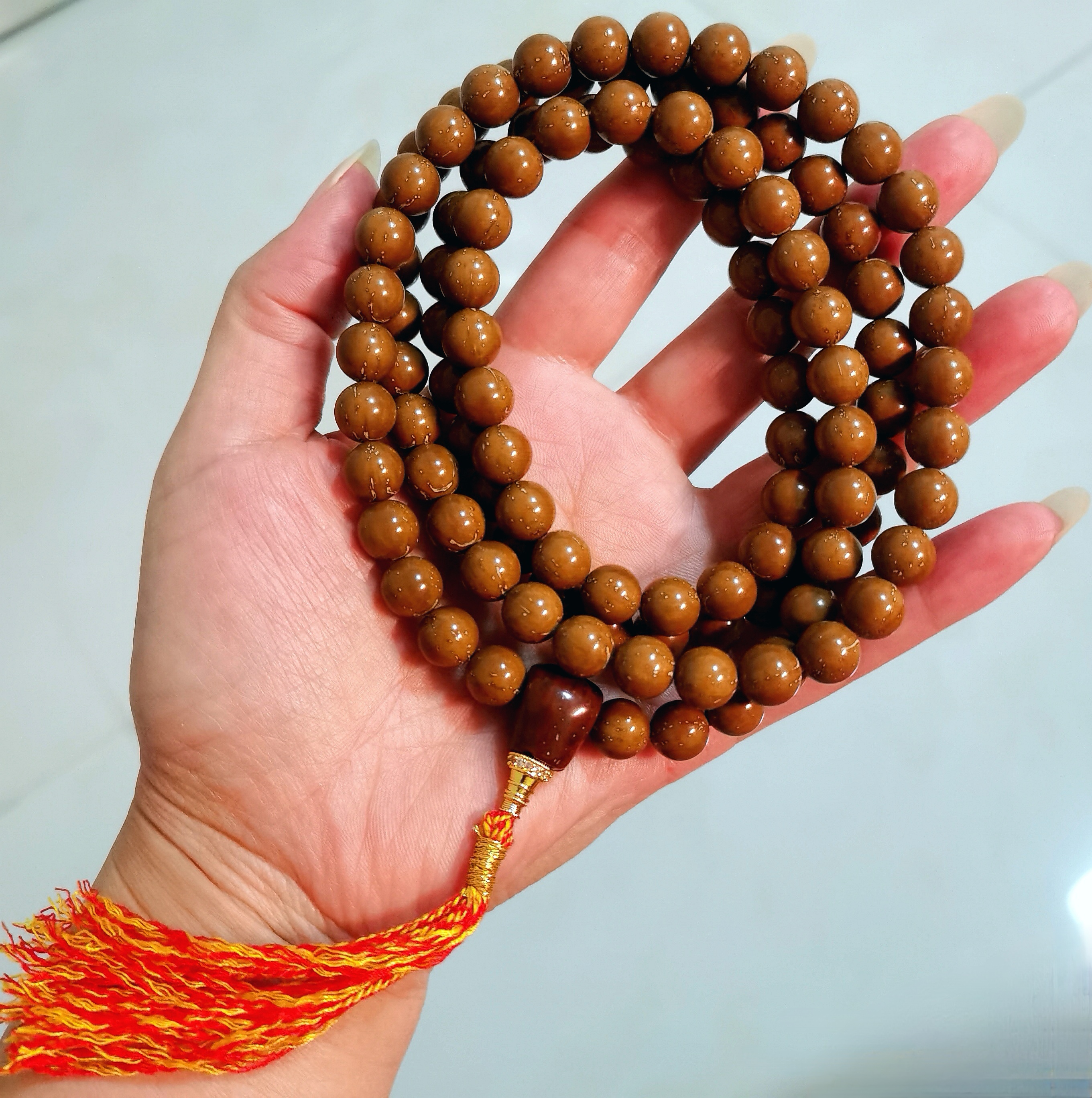 高抛紫金鼠长条108颗多圈佛珠手饰文玩念珠