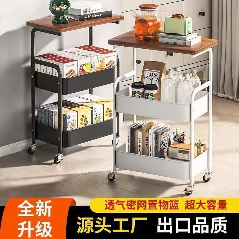 可移动小推车复古床头柜置物架客厅茶几沙发边几储物架简易小桌子