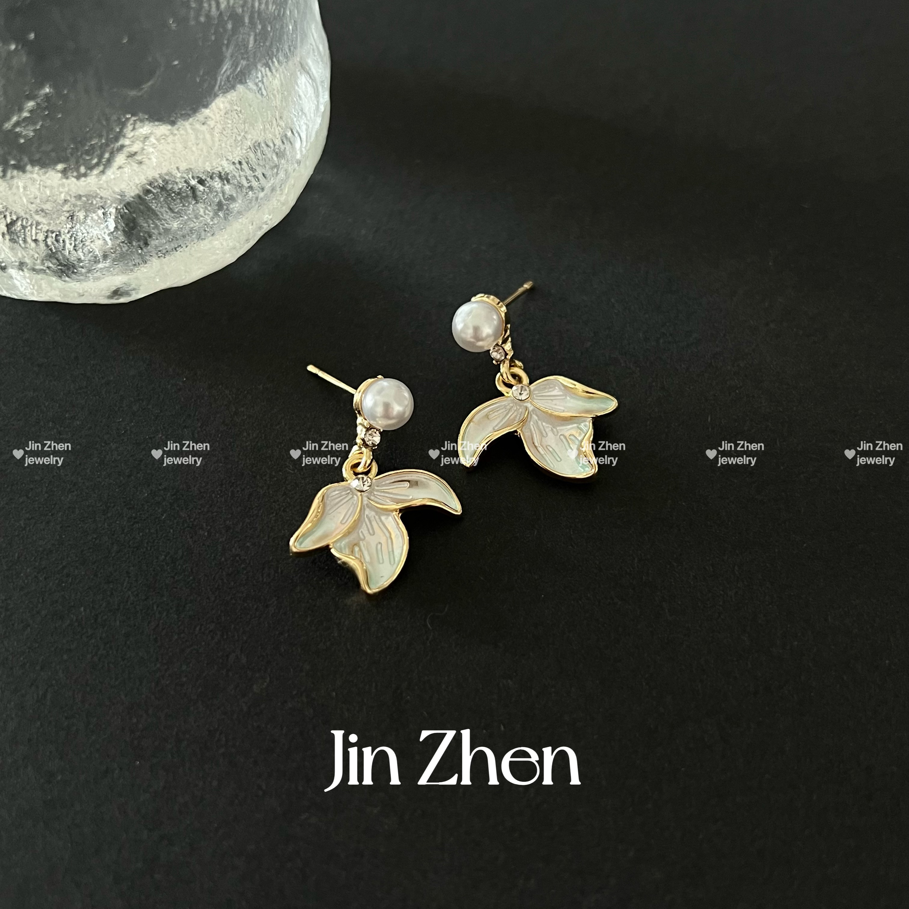 合金耳饰 韩系爆款小清新温柔花朵小众高级感珍珠百搭气质耳饰