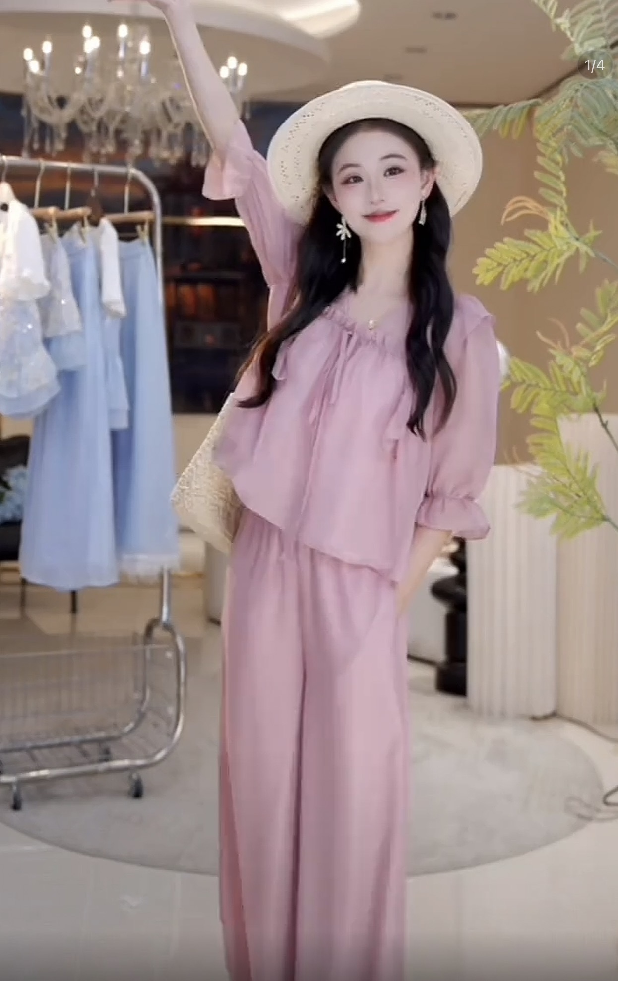 休闲印花套装女2025夏季新款宽松显瘦洋气阔腿裤两件套