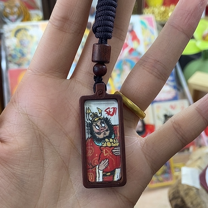 孤品朱砂奎爷米米原木小项链车挂