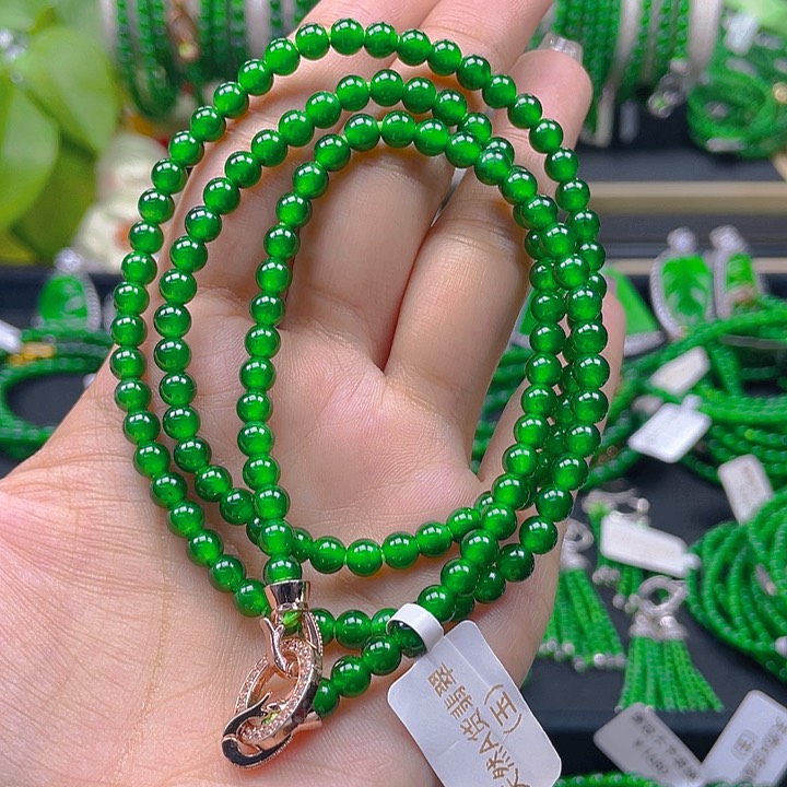 翡翠颈饰未镶嵌大**简圆珠项链5