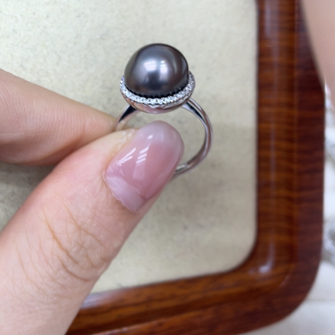 银S925镶嵌海水珍珠戒指