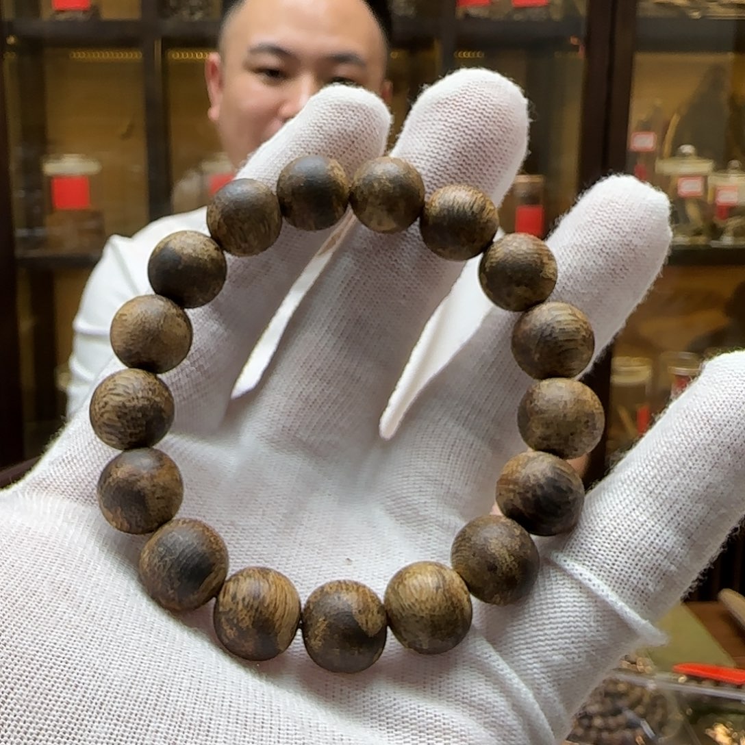 沉香手串国香棋楠老白棋念珠单圈1.2mm12g