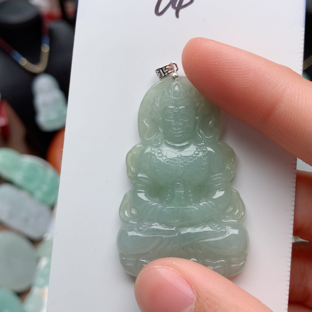 翡翠颈饰银S925镶嵌吊坠