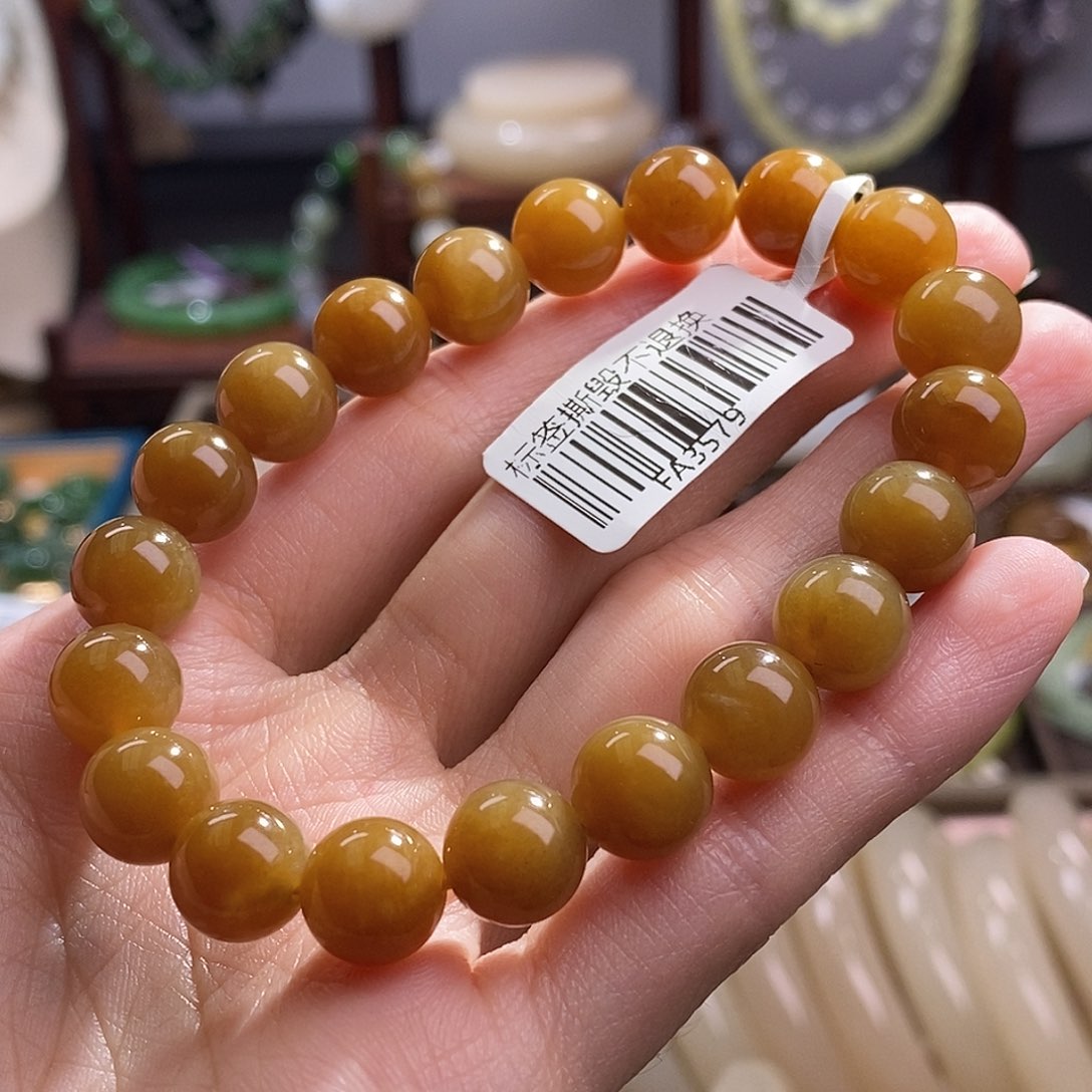 和田玉且末糖手串10MM未镶嵌