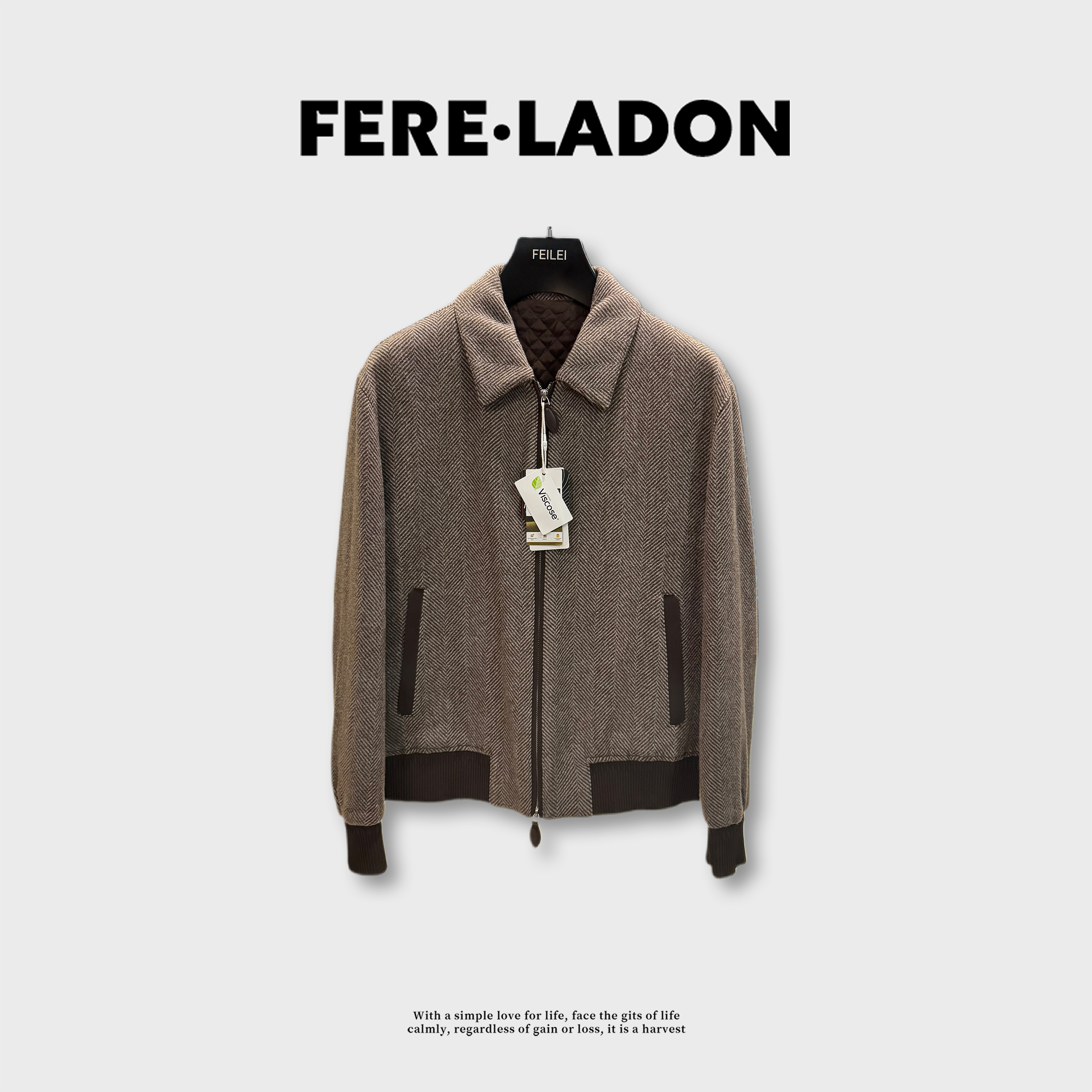 【原价1180断码福利】绵羊毛人字纹棉衣 2127