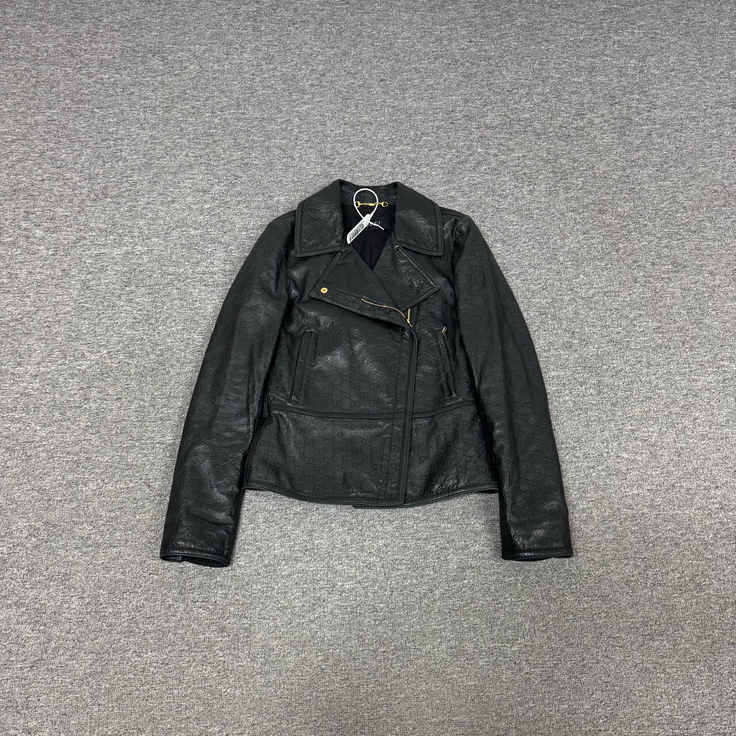 99新 GUCCI/古驰 Gucci 古驰 满印 拼接 羊皮夹克外套 40码 99新