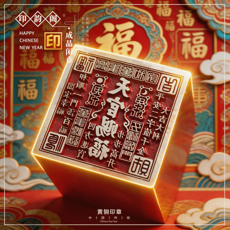 [天官赐福3.0]书画黄铜藏书书法压脚印章书房客厅摆件送礼