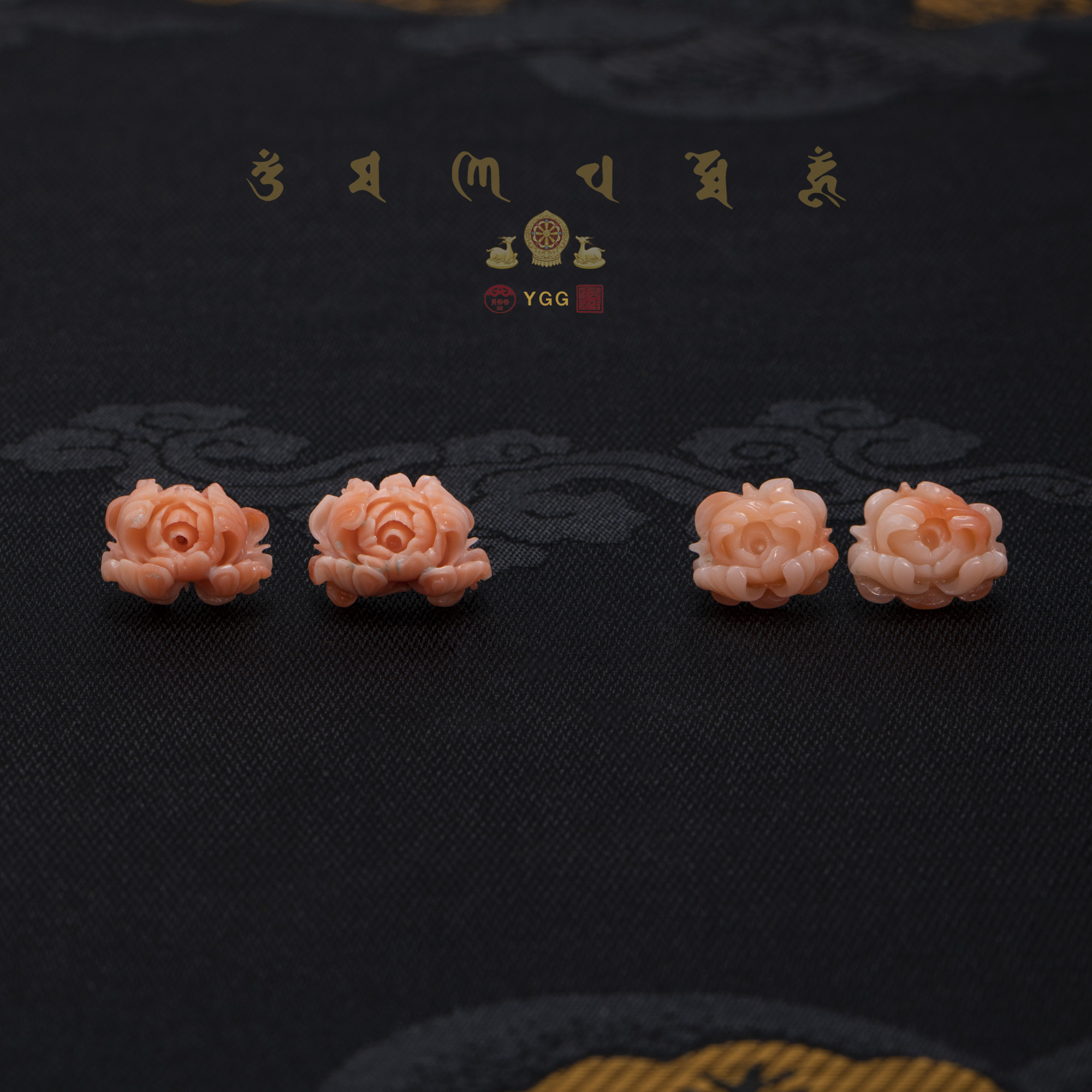 K员格格/珊瑚富贵花金耳钉/XIDW20（多样性发其一）