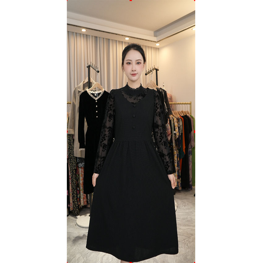 L074 2024年新款高端洋气时尚高级感显瘦遮肚子气质收腰早秋裙