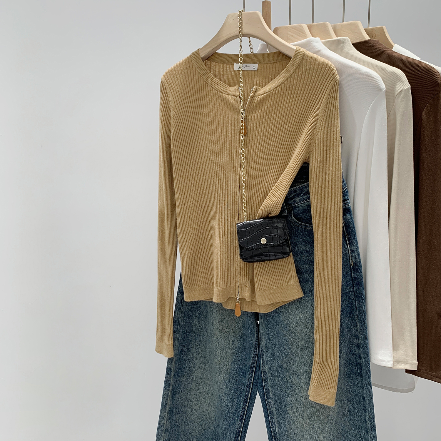 【部分现】双拉链针织开衫外套女秋冬季2025新款内搭气质上衣M1483