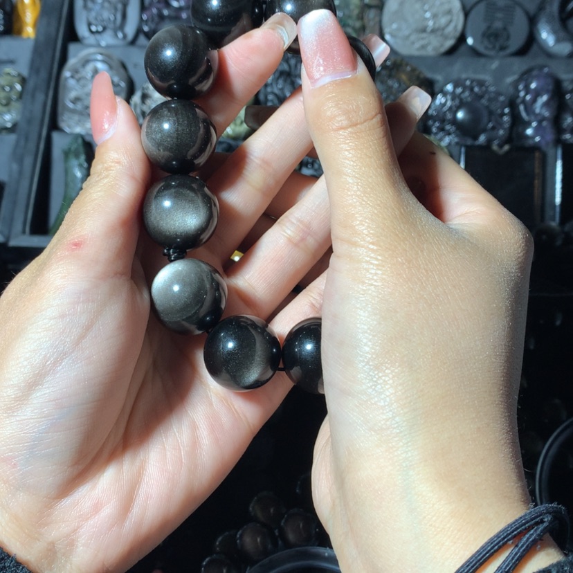 【闪购商品】黑曜岩手链未镶嵌巩****丹