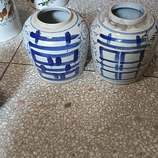 摆件双双双喜临门罐罐摆件青花陶瓷摆件青花