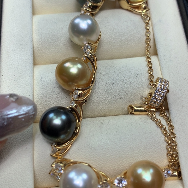 银S925镶嵌手绳海水珍珠