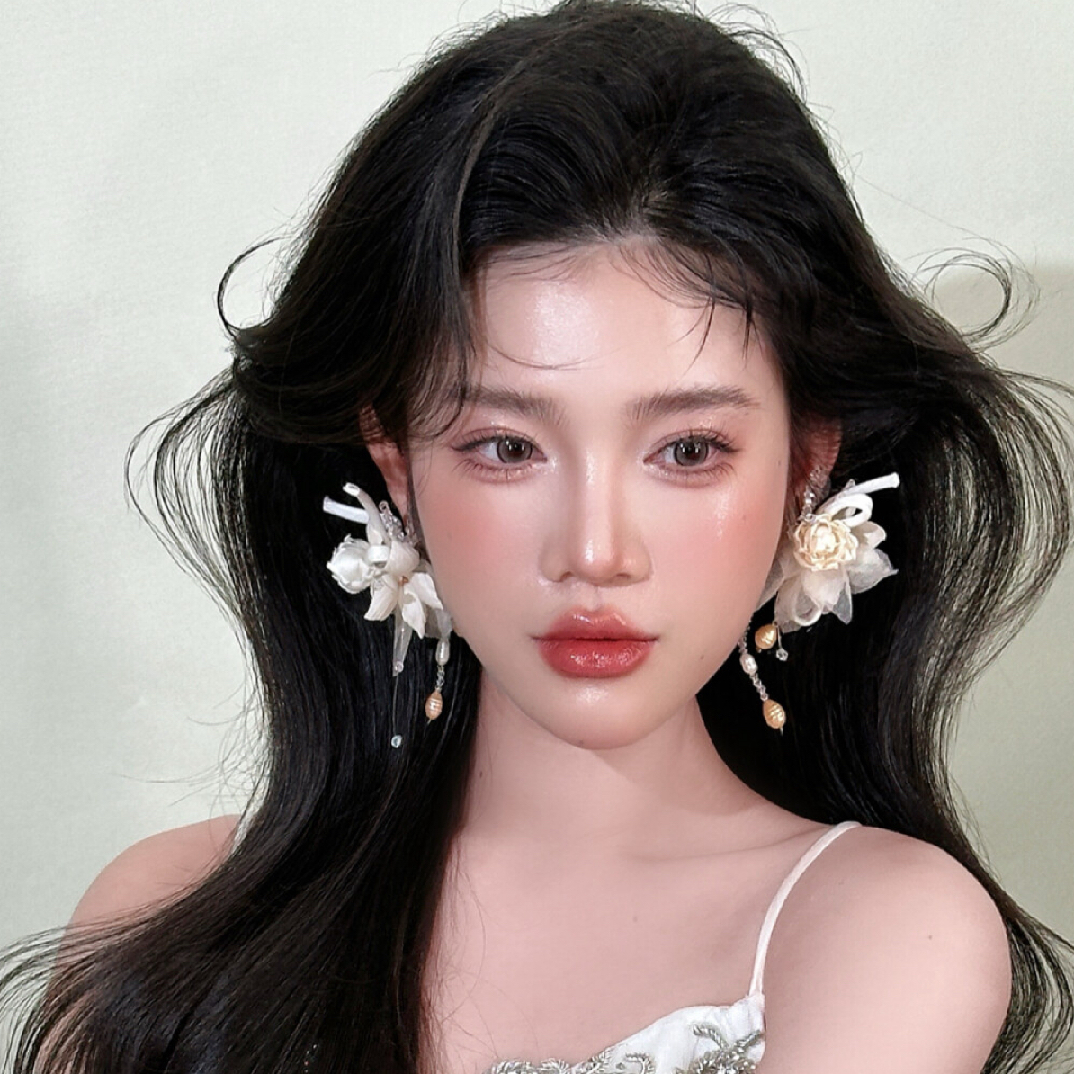 非金属锦纶耳饰 好柿｜655小众新娘手作耳环复古洋气新娘晨袍耳饰