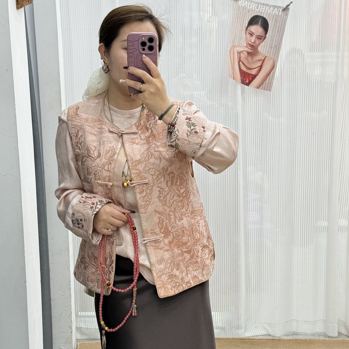 72796【新中式提花盘扣减龄气质秋冬新款】马甲重工艺刺绣