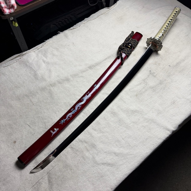 3409 龙泉昊天剑锋钢武士刀鱼皮鞘鱼皮柄未开刃