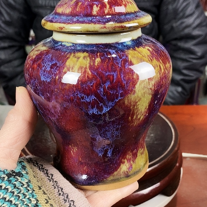 尚峰钧窑作品茶叶罐