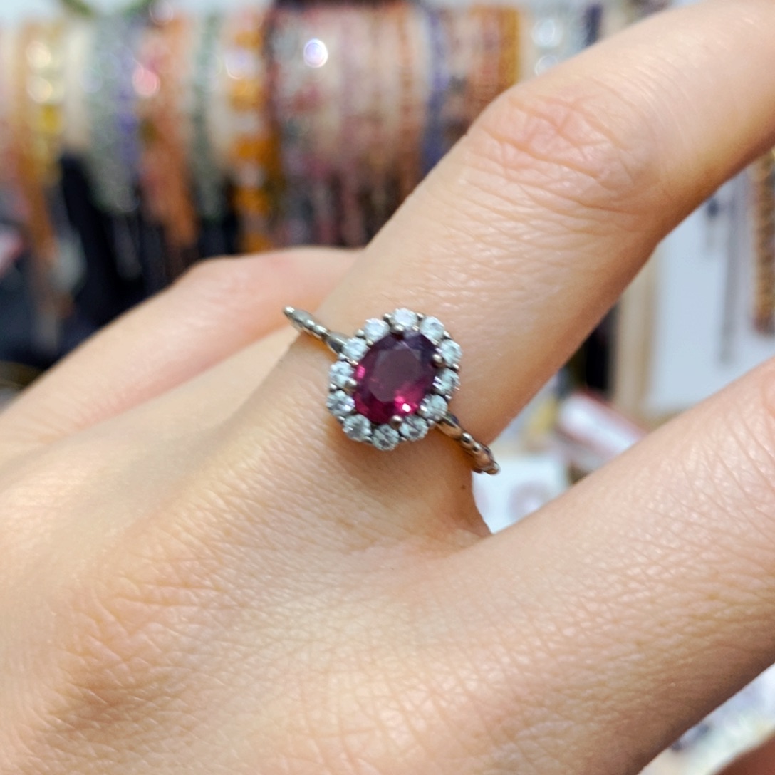 碧玺戒指银S925镶嵌戒指