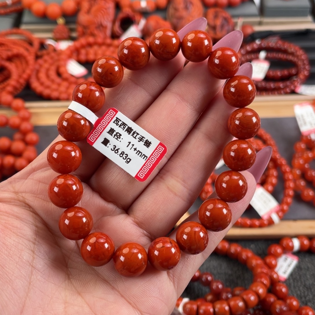 南红玛瑙未镶嵌手链瓦西南红火焰纹单圈