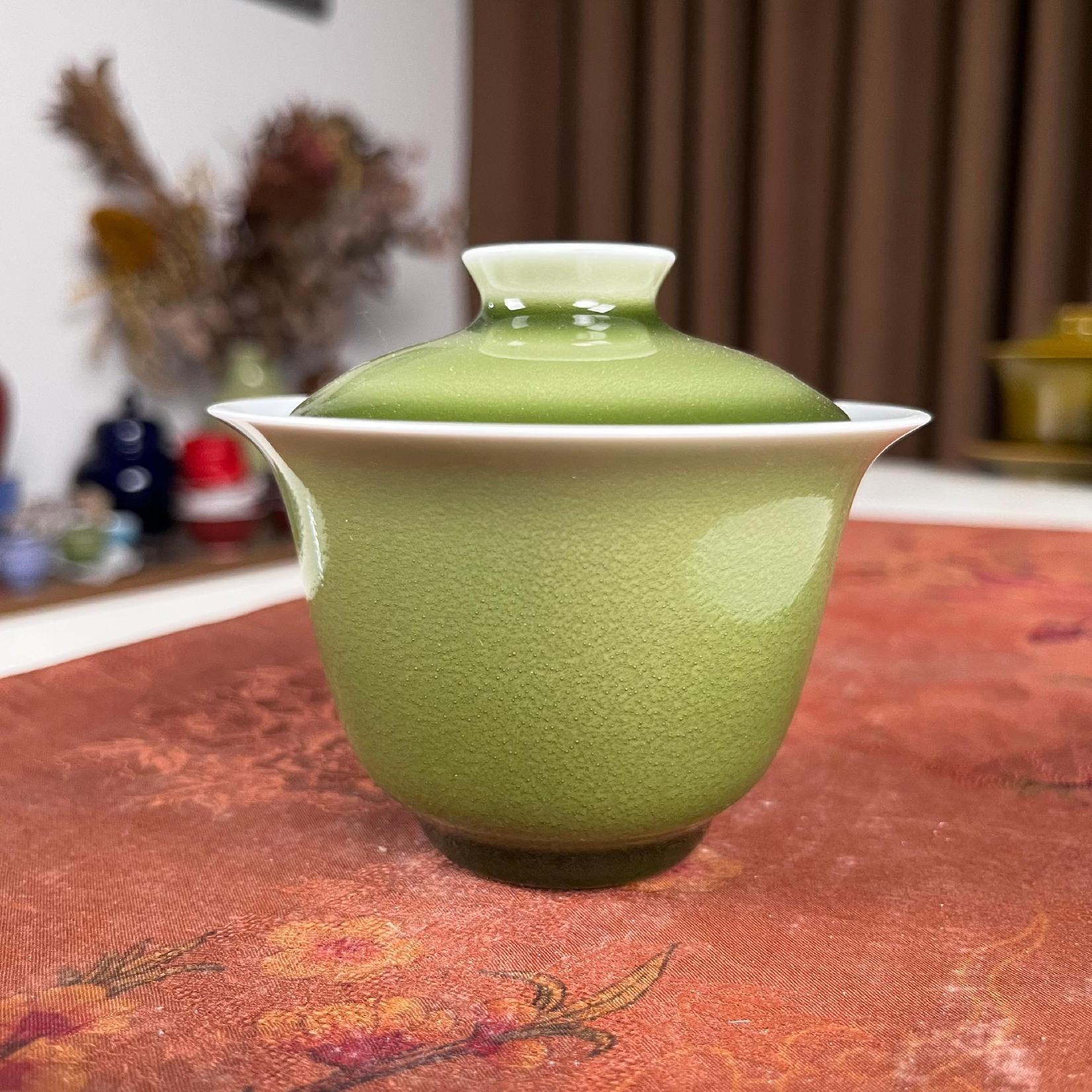 闰火堂 秘釉龙泉花神盖碗  H30