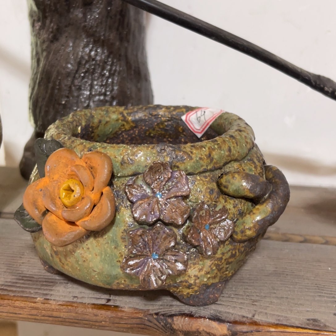 红陶粗砂陶瓷花盆