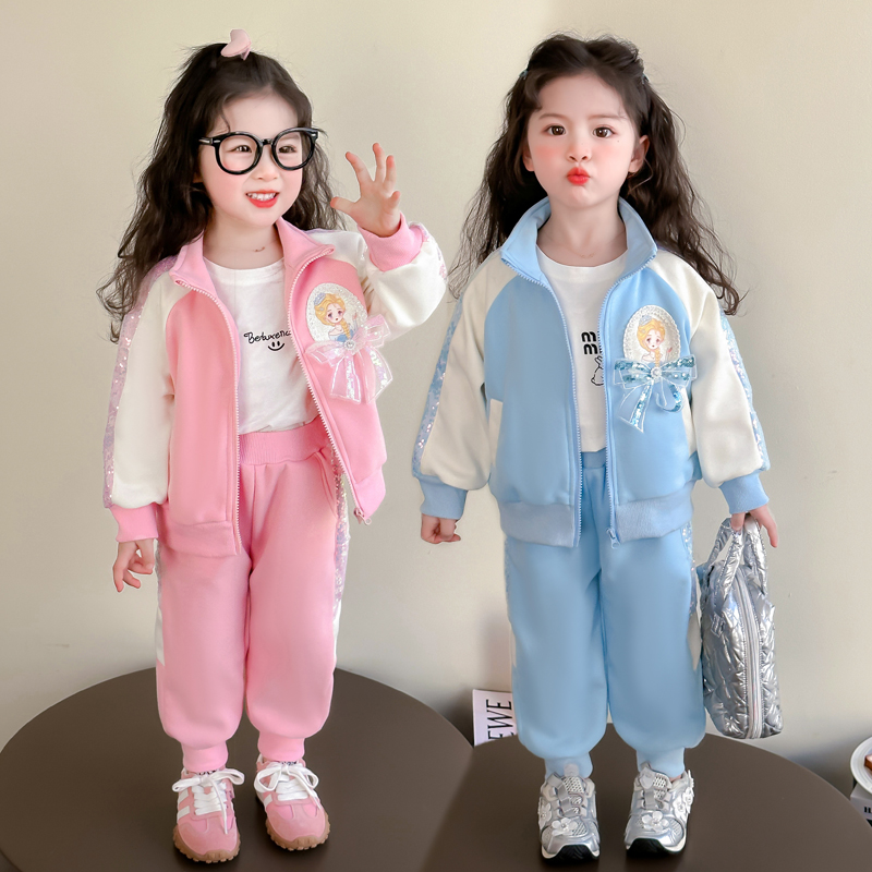 女童开衫套装春秋款韩版儿童春装卫衣两件套女宝春季长袖潮牌衣服