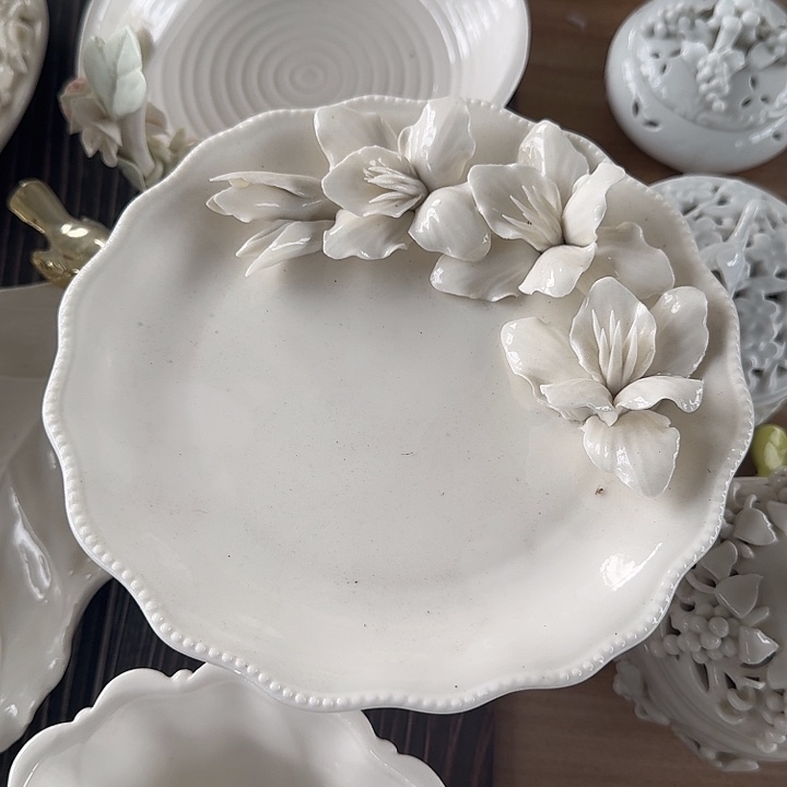 糖***号特价手工捏花百合高脚盘
