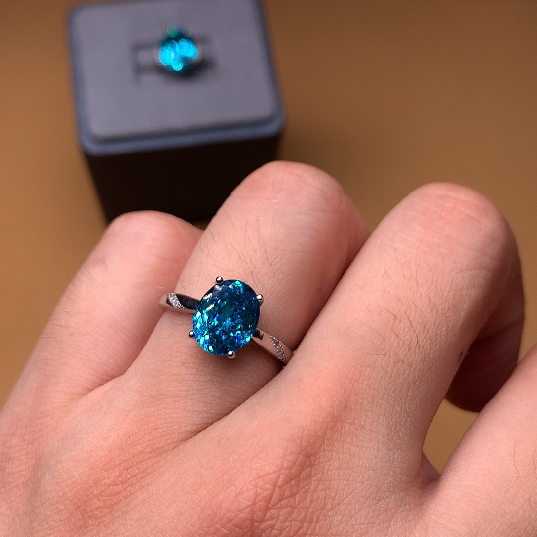 戒指银S925镶嵌碧玺