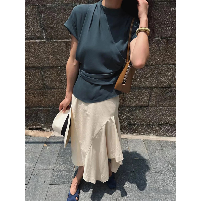 原单非市面货！GD重磅真丝褶饰上衣B93