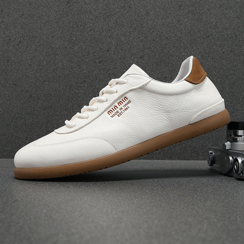 软轻舒适男鞋2025新款真皮休闲鞋男潮流百搭防滑橡胶软底德训鞋男